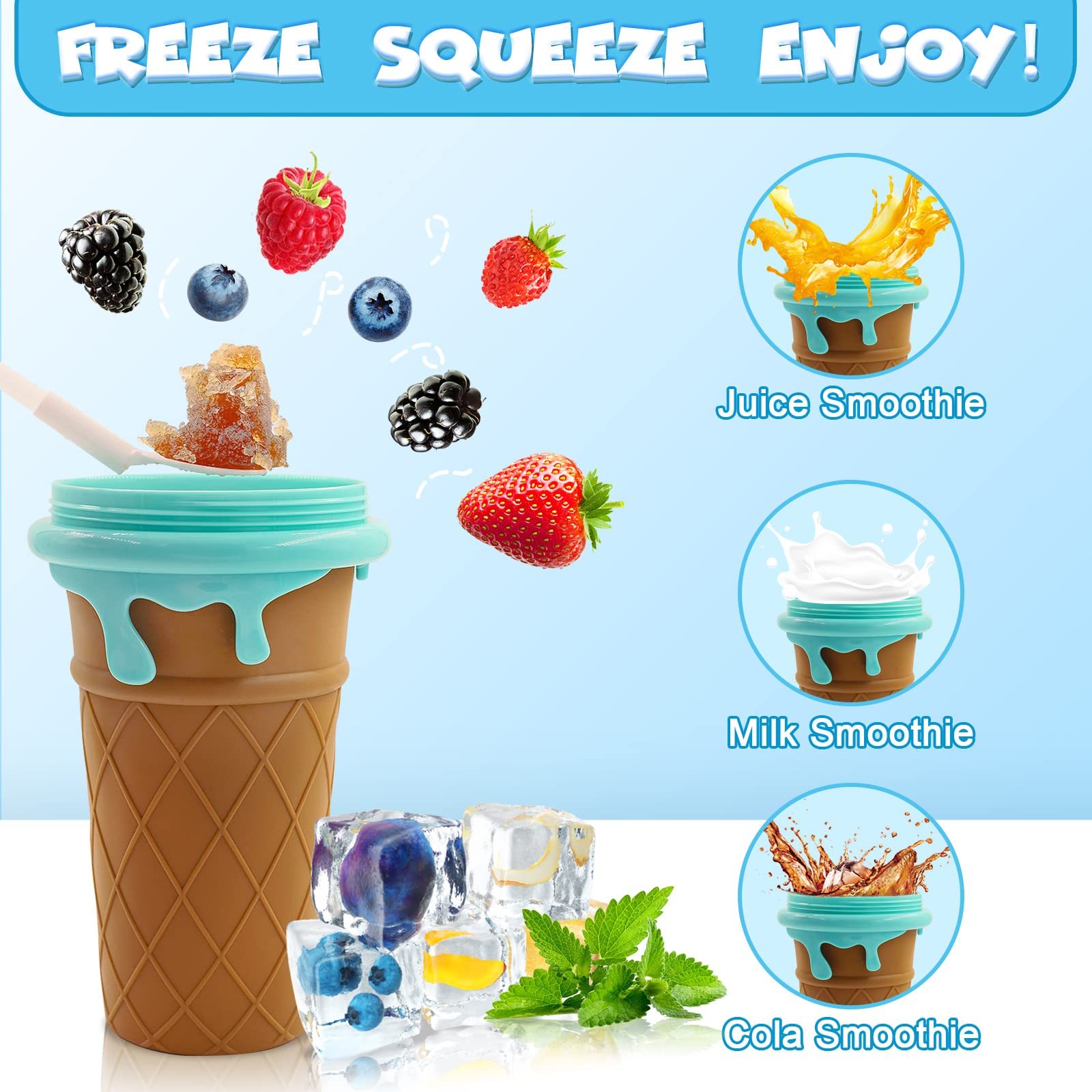 500ml Large Capacity Slushy Cup Summer Squeeze Homemade Juice Water Bottle Quick-Frozen Smoothie Sand Cup Pinch Fast Cooling Magic Ice Cream Slushy Maker Beker Kitchen Gadgets - Image 4