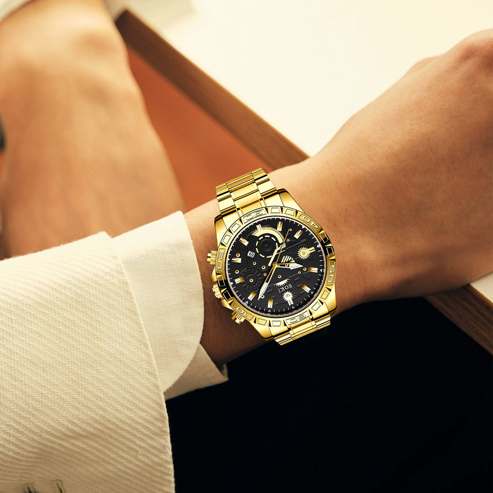 Men's Steel Belt Business Calendar Quartz Watch Suit - Image 2