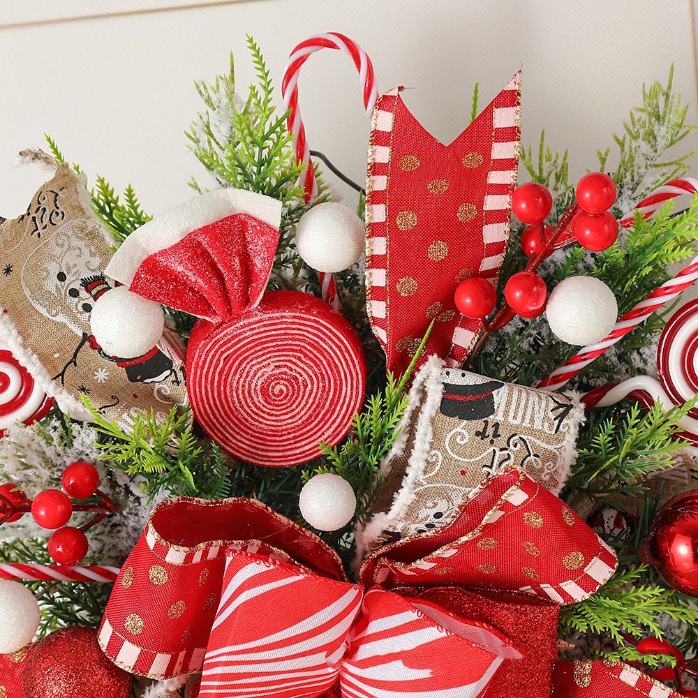 Christmas Wreath Candy Upside Down Tree Garland Artificial Xmas Ornament Hpme Porch Window Door Wall Hanging Decoration - Image 9