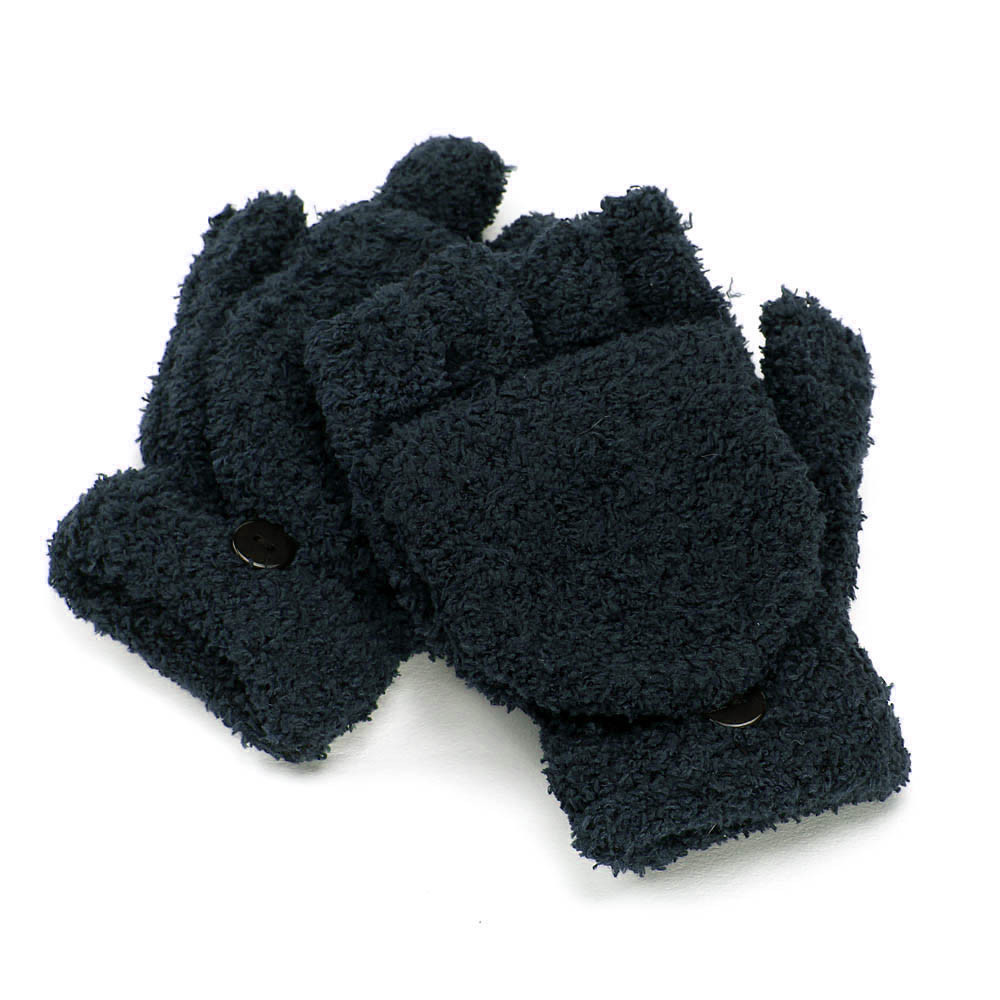 Coral Fleece Flip Half-finger Gloves, Writing And Internet Travel Warm Gloves - Image 2