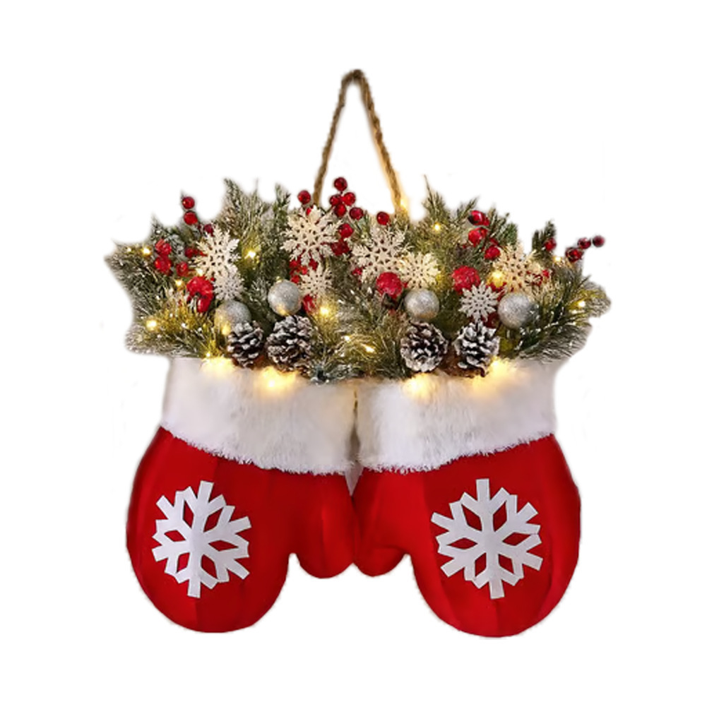 Christmas Garland Creative Glove Shaped Simulated Flower Wreath Window Door Gate Decoration Door Sign Xmas Party Decoration - Image 4