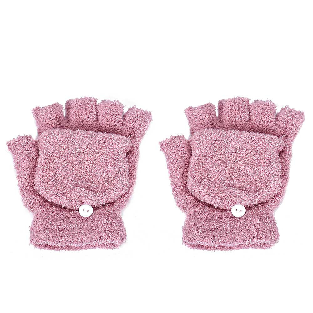 Coral Fleece Flip Half-finger Gloves, Writing And Internet Travel Warm Gloves - Image 4