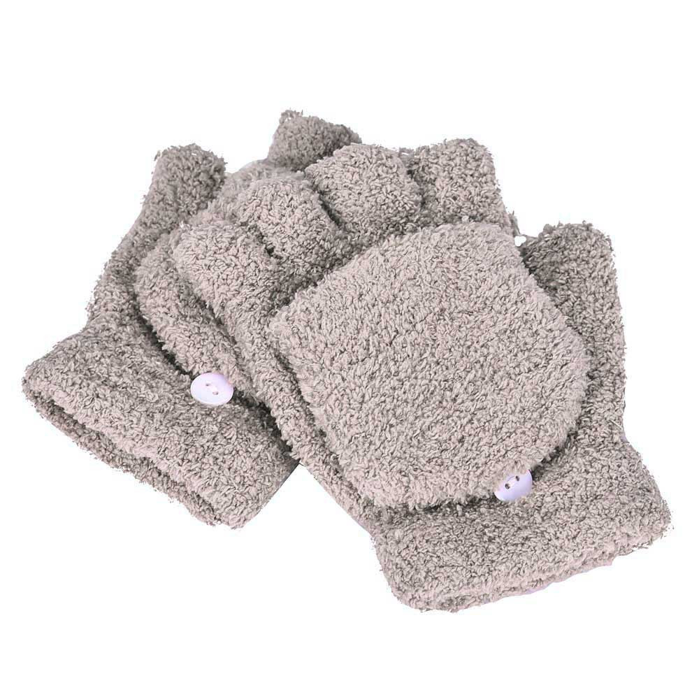 Coral Fleece Flip Half-finger Gloves, Writing And Internet Travel Warm Gloves - Image 5