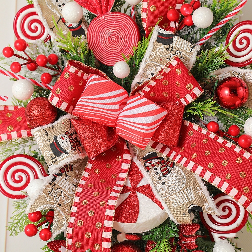 Christmas Wreath Candy Upside Down Tree Garland Artificial Xmas Ornament Hpme Porch Window Door Wall Hanging Decoration - Image 5