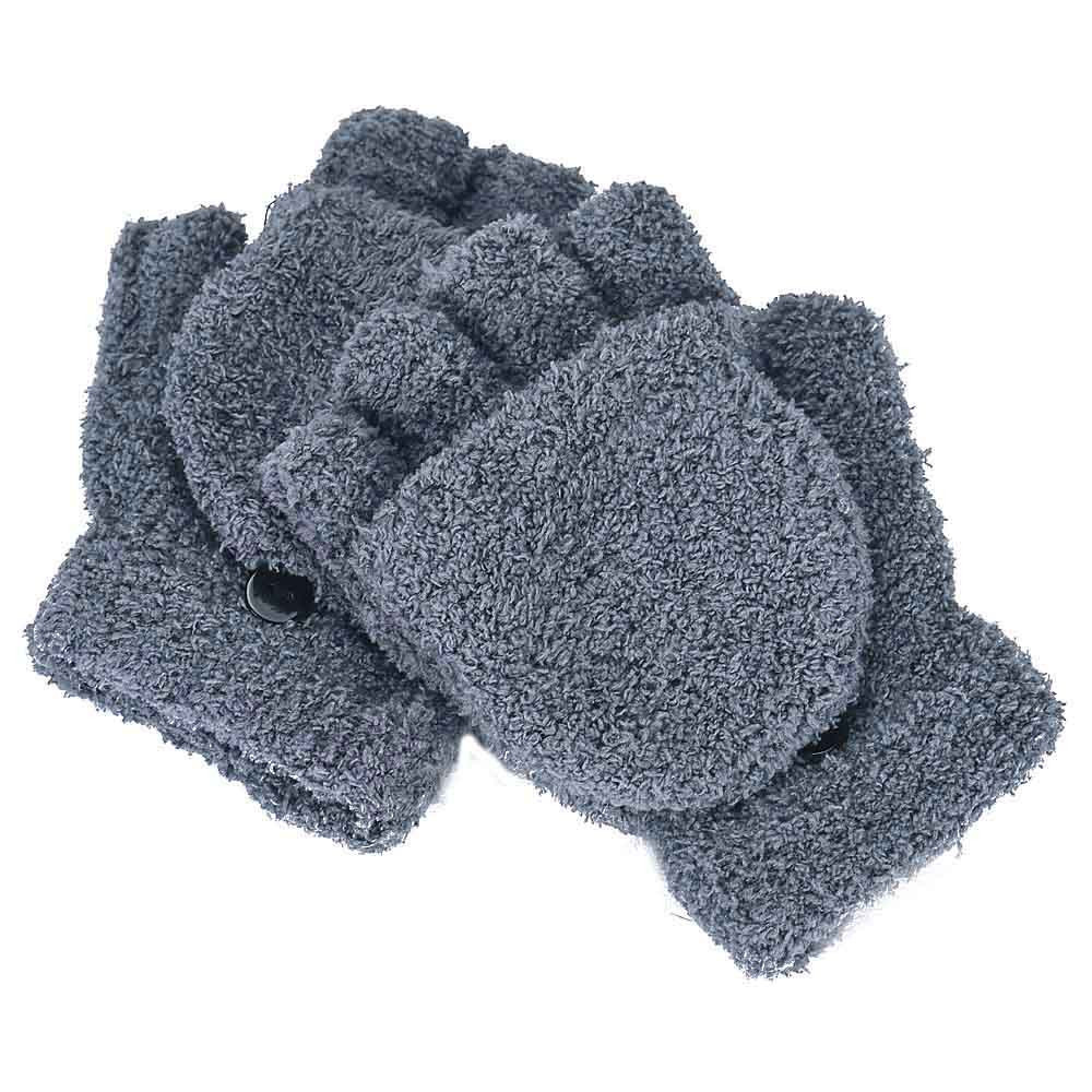 Coral Fleece Flip Half-finger Gloves, Writing And Internet Travel Warm Gloves - Image 3